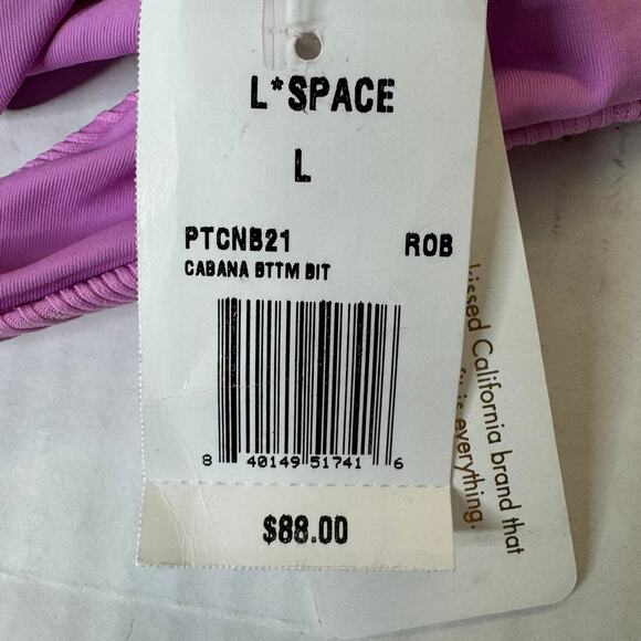 L*Space Pointelle Rib Cabana Bikini Bottom - Rosebud NWT Size Large - Picture 5 of 6